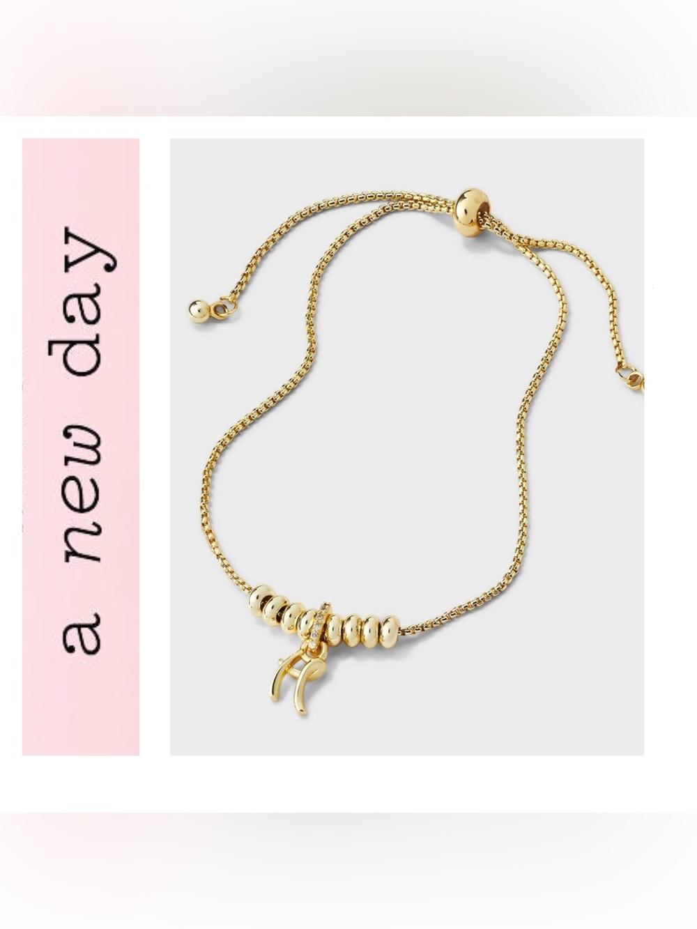 🌟🌟 a new day CZ Initial Slider Bracelet